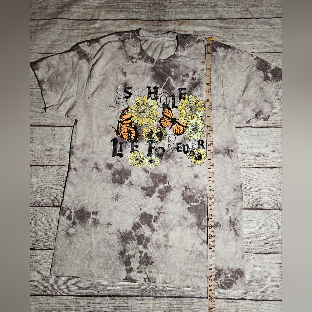 Assholes live forever Sunflowers And Butterflies Tie Dye Graphic Tee Shirt - Picture 4 of 6